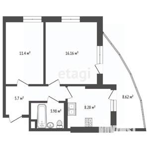 1-к квартира, вторичка, 55м2, 18/25 этаж