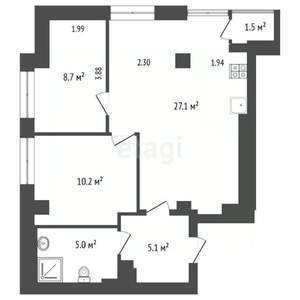 2-к квартира, вторичка, 84м2, 6/25 этаж