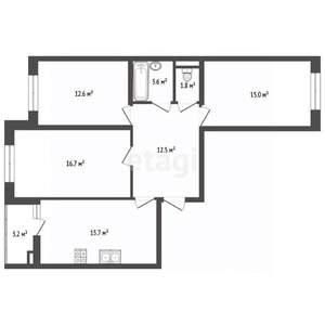 3-к квартира, вторичка, 85м2, 6/20 этаж