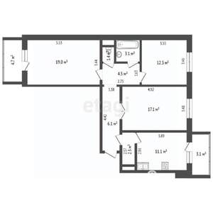 3-к квартира, вторичка, 80м2, 10/10 этаж