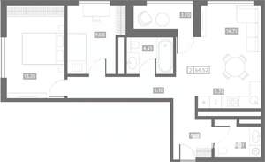 2-к квартира, вторичка, 65м2, 22/24 этаж