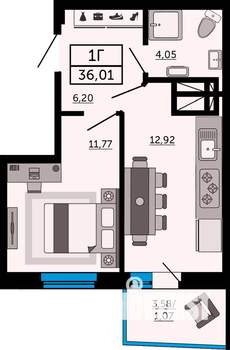 1-к квартира, вторичка, 36м2, 31/31 этаж