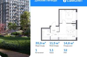 1-к квартира, вторичка, 33м2, 8/17 этаж