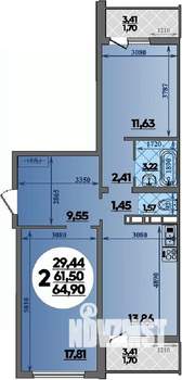 2-к квартира, вторичка, 65м2, 2/18 этаж