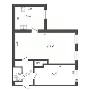 2-к квартира, вторичка, 30м2, 1/3 этаж