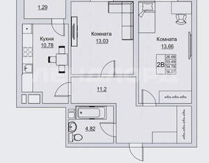 2-к квартира, вторичка, 56м2, 3/25 этаж