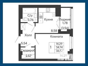 1-к квартира, вторичка, 37м2, 3/8 этаж