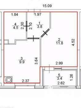 1-к квартира, вторичка, 34м2, 2/6 этаж