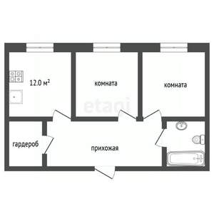 2-к квартира, вторичка, 56м2, 13/24 этаж