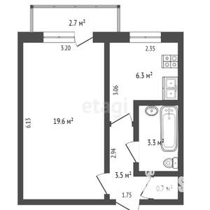 1-к квартира, вторичка, 36м2, 7/9 этаж