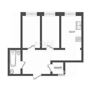 3-к квартира, вторичка, 55м2, 6/16 этаж