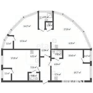 3-к квартира, вторичка, 180м2, 19/32 этаж