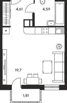 Студия квартира, вторичка, 30м2, 8/25 этаж