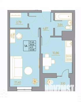 1-к квартира, вторичка, 43м2, 18/22 этаж