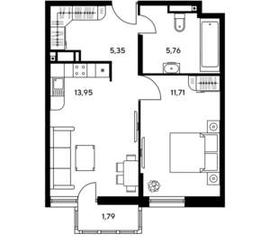 1-к квартира, вторичка, 38м2, 3/25 этаж