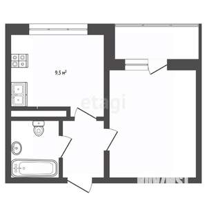 1-к квартира, вторичка, 31м2, 9/17 этаж