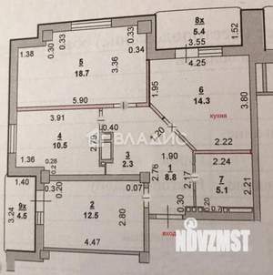 3-к квартира, вторичка, 82м2, 4/16 этаж