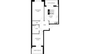 2-к квартира, вторичка, 61м2, 2/12 этаж