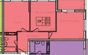 2-к квартира, вторичка, 56м2, 12/17 этаж