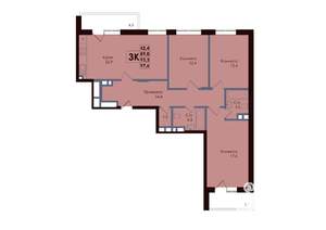 3-к квартира, вторичка, 93м2, 4/25 этаж