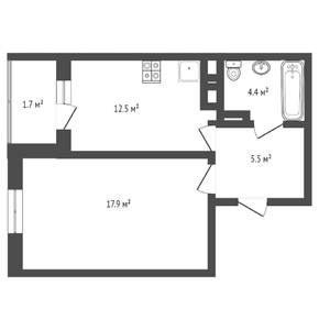 1-к квартира, вторичка, 44м2, 4/25 этаж