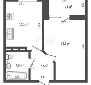 1-к квартира, вторичка, 35м2, 7/12 этаж