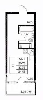 Студия квартира, вторичка, 24м2, 12/25 этаж