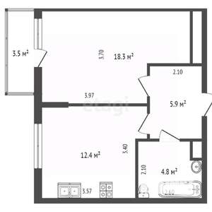1-к квартира, вторичка, 41м2, 23/24 этаж