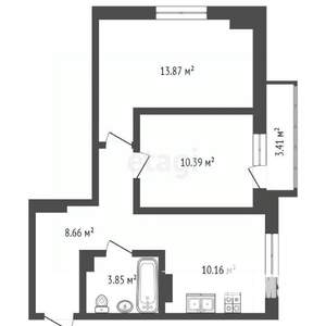 2-к квартира, вторичка, 54м2, 14/17 этаж