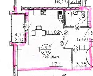 1-к квартира, вторичка, 46м2, 11/23 этаж