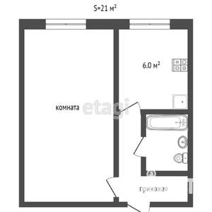 1-к квартира, вторичка, 26м2, 3/3 этаж