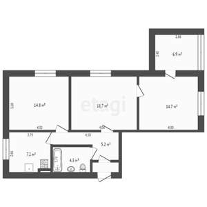 3-к квартира, вторичка, 65м2, 1/3 этаж