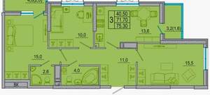 3-к квартира, вторичка, 75м2, 5/24 этаж