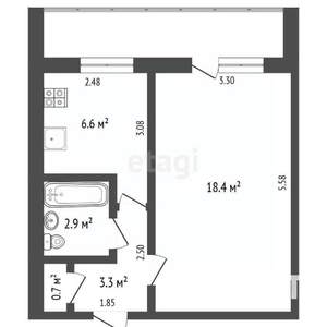 1-к квартира, вторичка, 30м2, 7/9 этаж