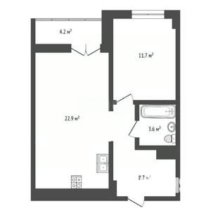 1-к квартира, вторичка, 47м2, 9/12 этаж