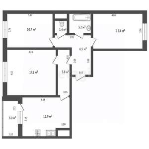 3-к квартира, вторичка, 67м2, 11/18 этаж