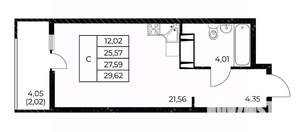Студия квартира, вторичка, 30м2, 20/25 этаж