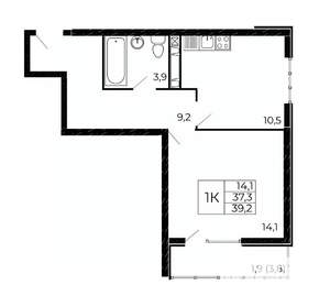 1-к квартира, вторичка, 39м2, 5/18 этаж