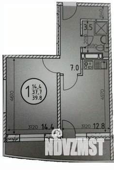 1-к квартира, вторичка, 45м2, 19/25 этаж