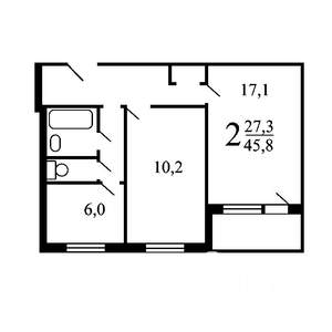 2-к квартира, вторичка, 47м2, 4/9 этаж