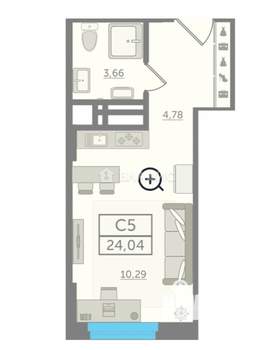 Студия квартира, вторичка, 24м2, 14/22 этаж