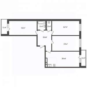 3-к квартира, вторичка, 96м2, 8/10 этаж