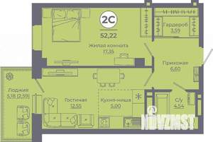 2-к квартира, вторичка, 52м2, 23/24 этаж