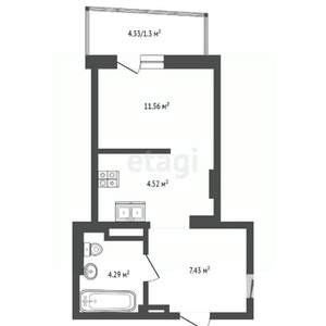 Студия квартира, вторичка, 29м2, 12/24 этаж