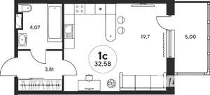 1-к квартира, вторичка, 32м2, 9/20 этаж