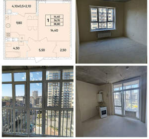 1-к квартира, вторичка, 39м2, 1/10 этаж