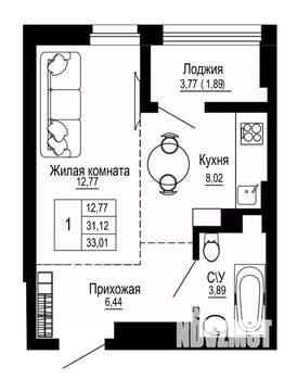 1-к квартира, вторичка, 33м2, 17/27 этаж