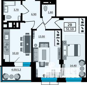 2-к квартира, вторичка, 52м2, 24/24 этаж