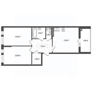 2-к квартира, сданный дом, 65м2, 6/13 этаж