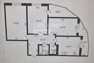 3-к квартира, вторичка, 91м2, 1/20 этаж